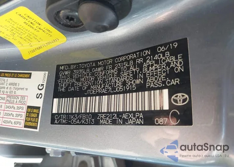 2020 Toyota Corolla Le from USA, damaged, VIN JTDEPRAE7LJ051915